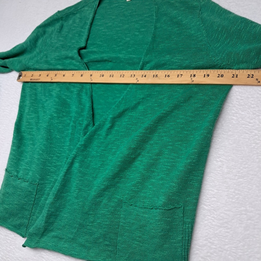 Eileen Fisher Cardigan Womens XS Green Open Front Cotton Linen Pockets Casual - Picture 8 of 9